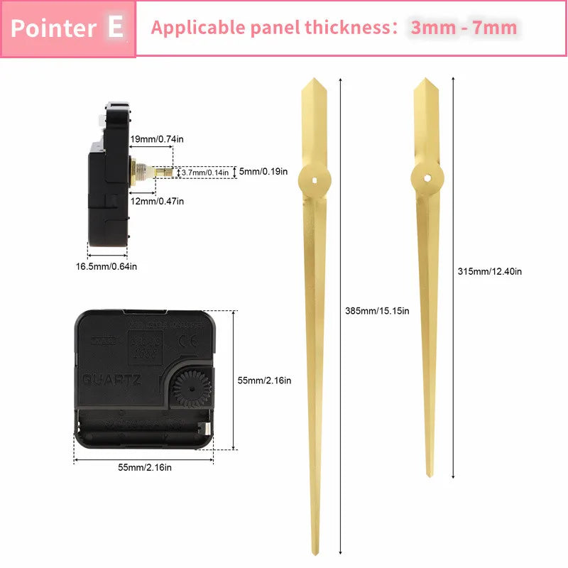 kits horlogers aiguilles quartz noir or vert blanc industriels utilitaires fixations incluses aiguilles heures