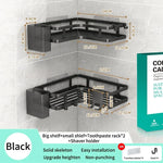étagère salle bain angle double couche adhésive blanche noire moderne multifonctionnelle rangement muralement fixée