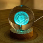 veilleuse boule lumineuse 3d dandelion transparente moderne câble usb base bois déco anniversaire cadeau