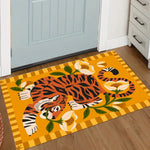 tapis moderne tigre stylisé vert orange rouge noir blanc 30x50cm 40x60cm 50x80cm