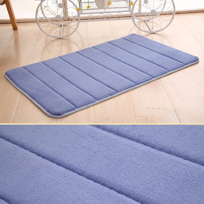 tapis antidérapant mousse mémoire forme absorption eau moderne uni doux vert rouge rose marron