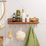 étagère murale moderne minimaliste bois naturel doré étagères clips métalliques