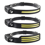lampe frontale led noire jaune trois modes câble usb charge usb