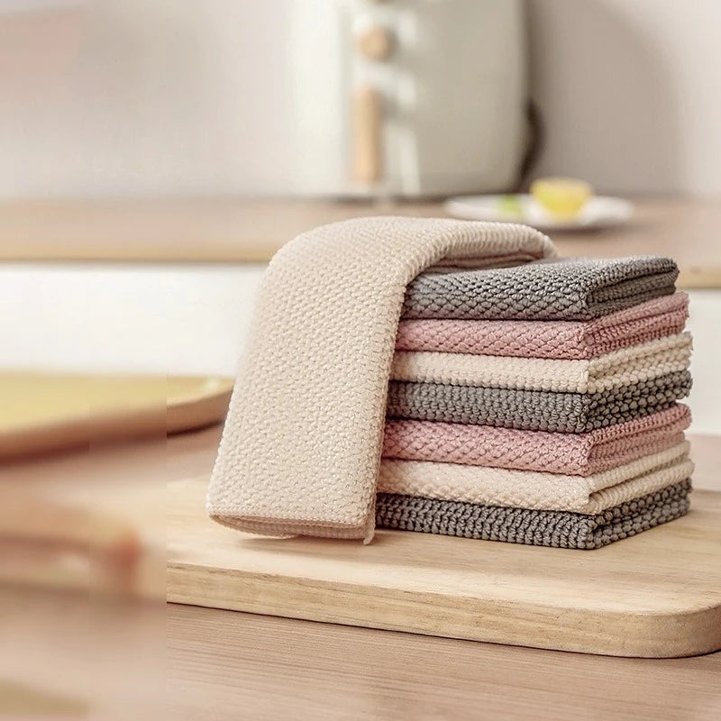 serviette cuisine microfibre beige rose gris moderne crochet absorbante respectueux environnement pack 10pcs