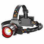 lampe frontale led rechargeable zoom réglable détecteur mouvement étanche noir rouge gris