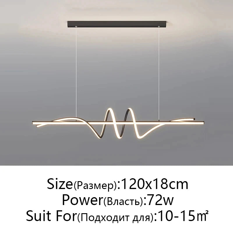 suspension lumineuse moderne ondulé noir blanc fixations chaines