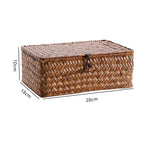 boîtes rangement tissage paille naturelle rustique boucles métalliques respectueux environnement multiple utilisations