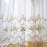 rideau tulle blanc beige broderie florale dentelle transparent classique salon chambre décoration