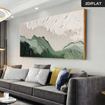 tableau abstrait contemporain toile peinture verte blanc gris sans cadre moderne décoration murale chambre
