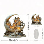 ornement artisanal miniature maison lune couleur beige blanc gris texture granuleuse décoration festival