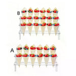 présentoir moderne transparent multi niveaux cônes granuleux fruits glace événementiel