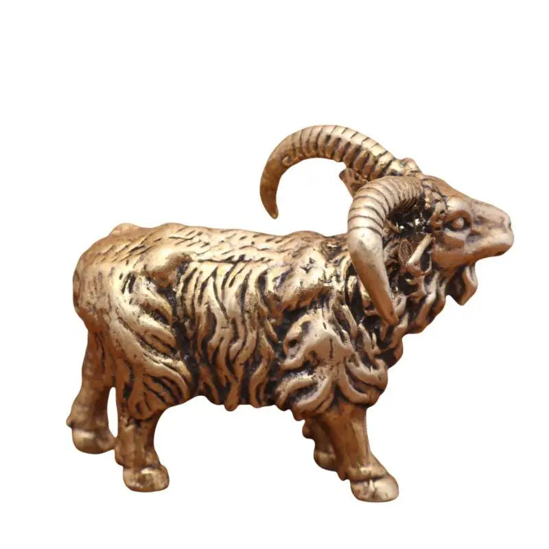 statuette chèvre bélier doré argenté brun clair texture laine décorative animaux intérieur