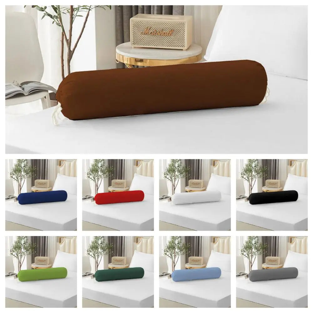 coussin rond uni moderne lit polyester coton noir vert foncé rouge gris bleu orange