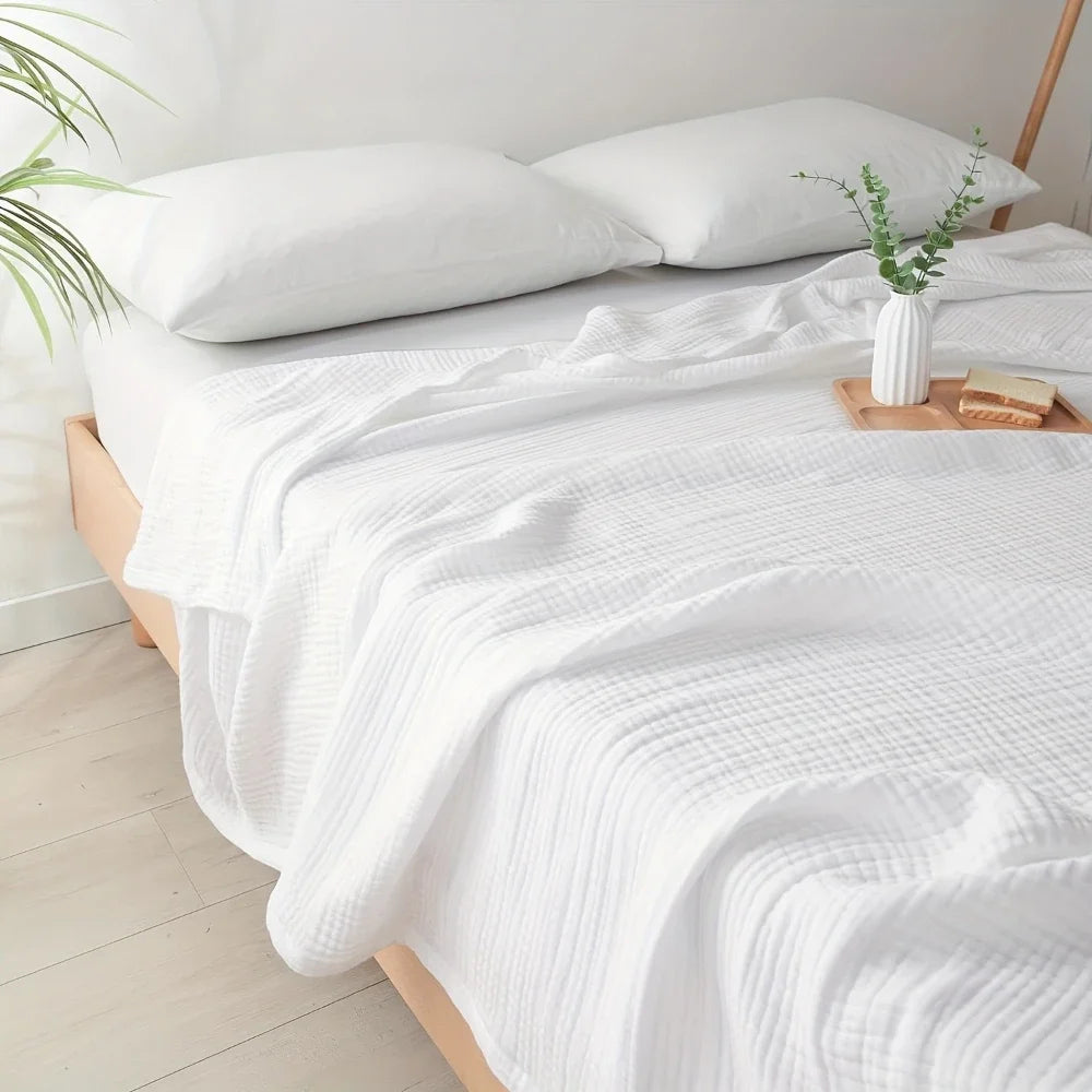 grande couverture coton beige carreaux douce respirante lit canapé voyage maison adulte