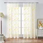 rideau transparent brodé feuilles protection uv polyester moderne blanc noir jaune vert turquoise floral