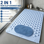 tapis douche antidérapant bosses massage pieds drainage rapide couleur bleu clair moderne
