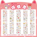 sticker kawaii adhésif dessins animés chats floraux textes scrapbooking transparent rose vert bleu blanc