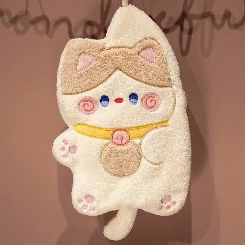 serviettes chat mignon gris blanc beige douces kawaii salle bain buccale nettoyage