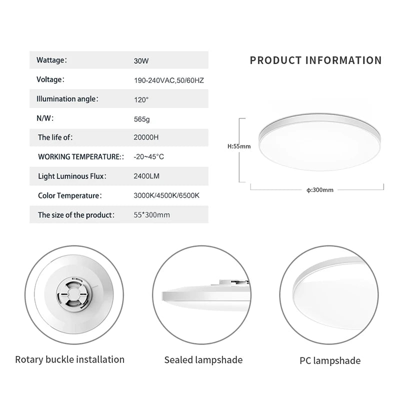 lampe led moderne blanc rond facile 2000 82000 lumens 30w 40w