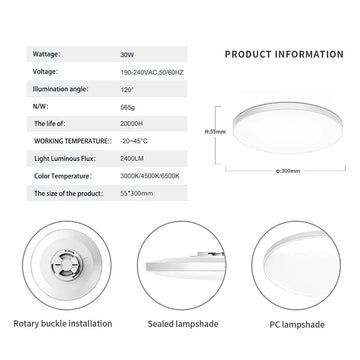 lampe led moderne blanc rond facile 2000 82000 lumens 30w 40w