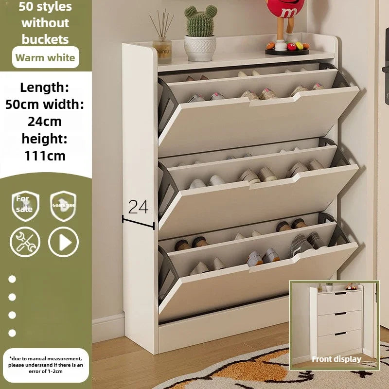 armoire chaussures moderne beige clair tiroirs rangement chaussures objets multifonction bois MDF