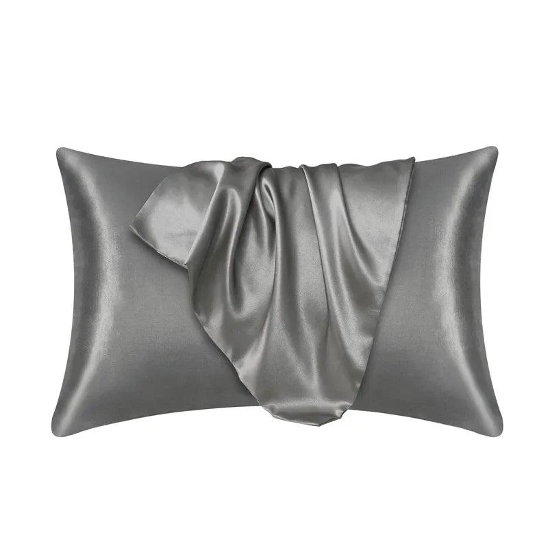 housse taies oreillers lit polyester coton élégante satinée gris rose blanc doré marine non