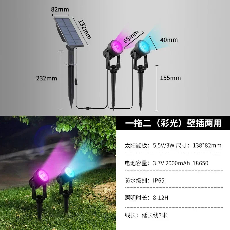 projecteur solaire led ip65 moderne autoinstallation noir opaqueextérieur jardin vacances