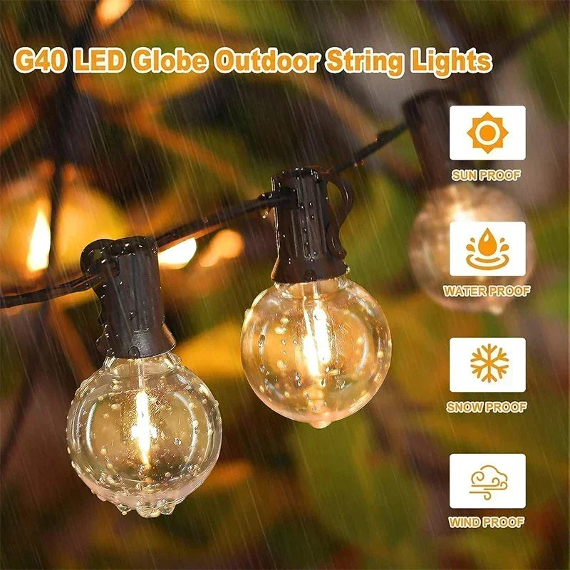 guirlande lumineuse extérieure boules transparentes jaune doré ip44 led clips câble moderne étanche connectableextérieur