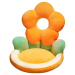 coussin sol fleurs stylisées moderne blanc jaune orange 50x45cm lavableversible