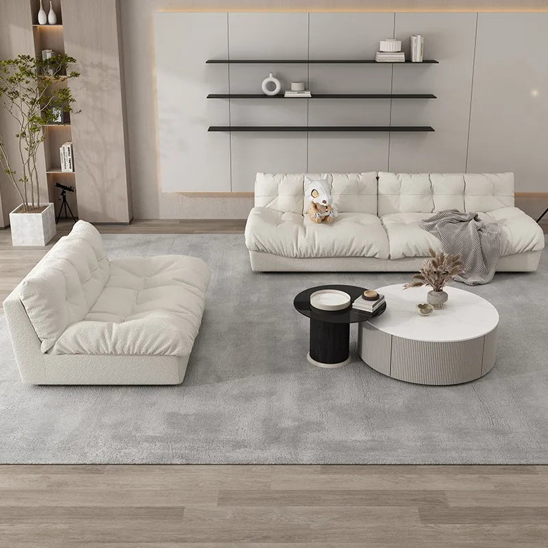 canapé blanc simili cuir moderne coussins 180 240 300 cm