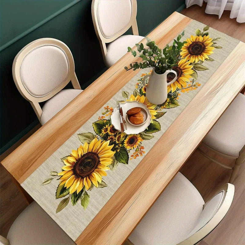 nappe table rustique motif tournesol jaune beige durable extérieure hiver automne