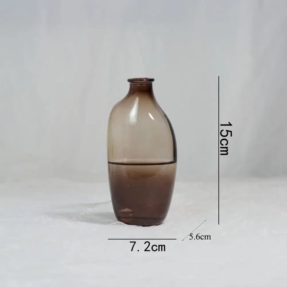 vases verre marron bleu transparent modernes décoration maison fleurs artificielles ombre mat translucent minimaliste