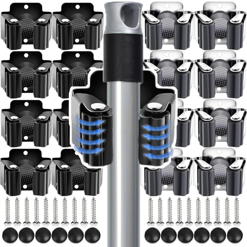 support mural moderne vis fixations acier inoxydable noir gris clips balais