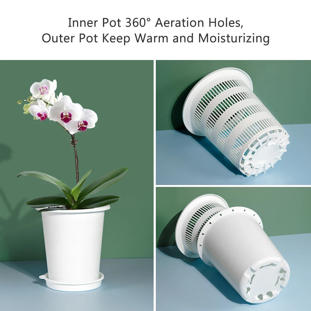 pots fleurs plastique blanc moderne double couche conteneur plantes intérieur plateau jardin 12cm