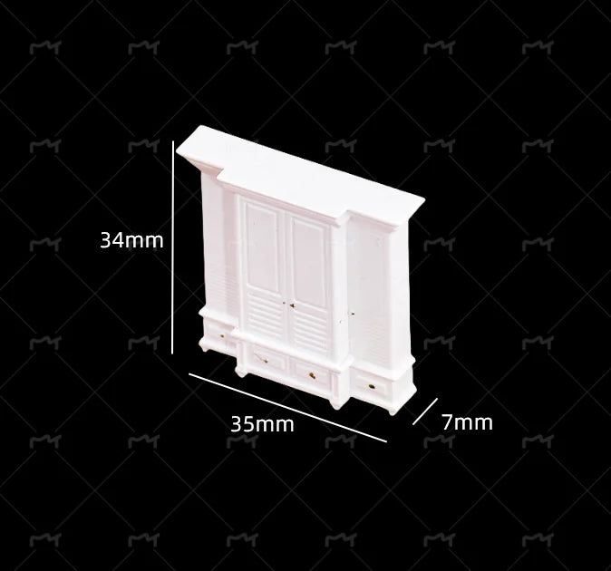 meubles miniatures blancs moderne lit armoire commode table chaise toilette téléviseur lampe photo