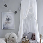 canopée lit enfant polyester gris blanc jaune rose motif floral moderne anneaux vis suspension