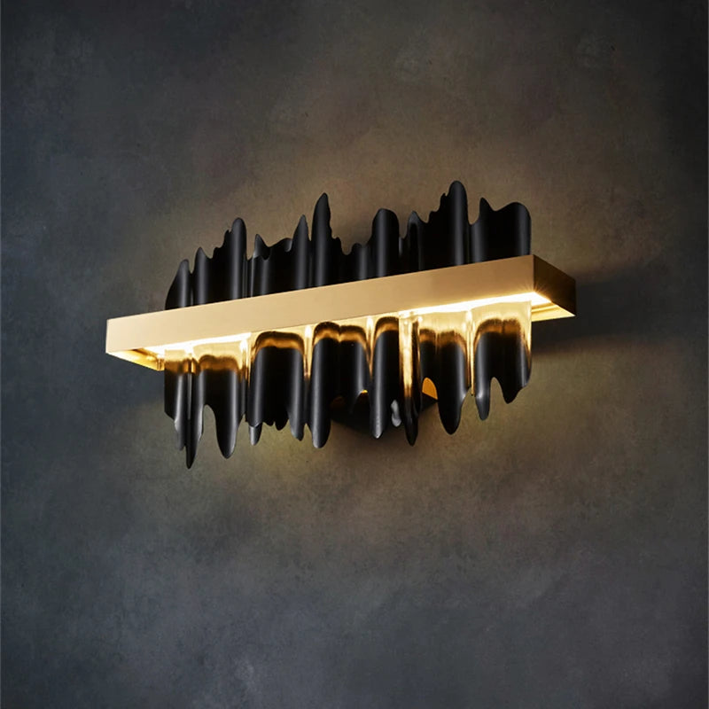 applique murale moderne noir doré éclairage cuisine sculptural lumière translucide fixée mur 15mètrescarrés