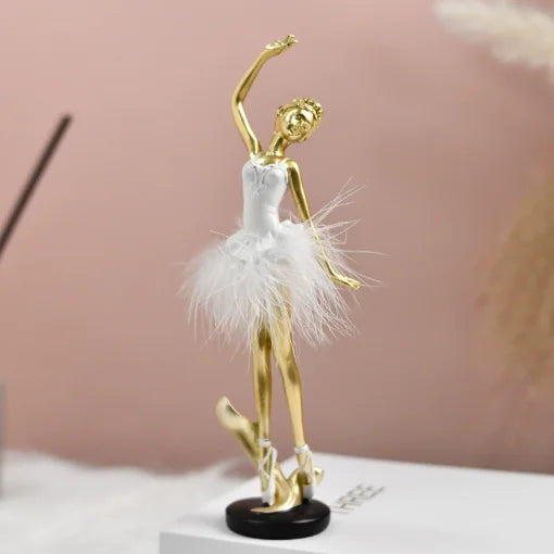 figurine danseuse résine argent doré blanc plume robe mariage anniversaire noël valentin