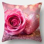 housse coussin décorative rose pâle coeurs brillants motif floral romantique 45x45 cmversible opaques