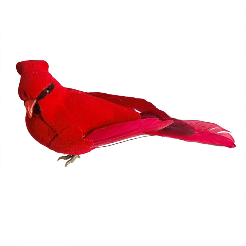 décoration intérieure oiseau artificiel rouge plumes réalistes tringle métallique festive diys