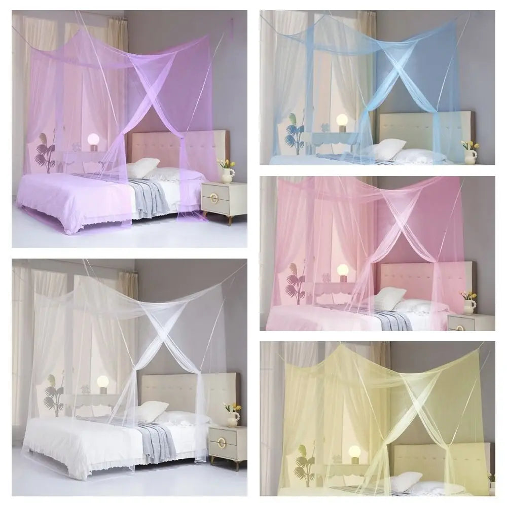 filet lit transparent moderne polyester coton blanc rose bleu violet jaune camping chambre coucher