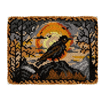 kit broderie tapis crochet motif chat oiseau animaux décoratif textile fait main adulte