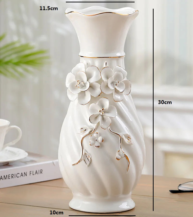 vase porcelaine céramique fleurs relief blanc classique moderne décoration table