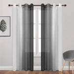 rideau moderne gris blanc semi transparent anneaux polyester coton deux panneaux chambre salon
