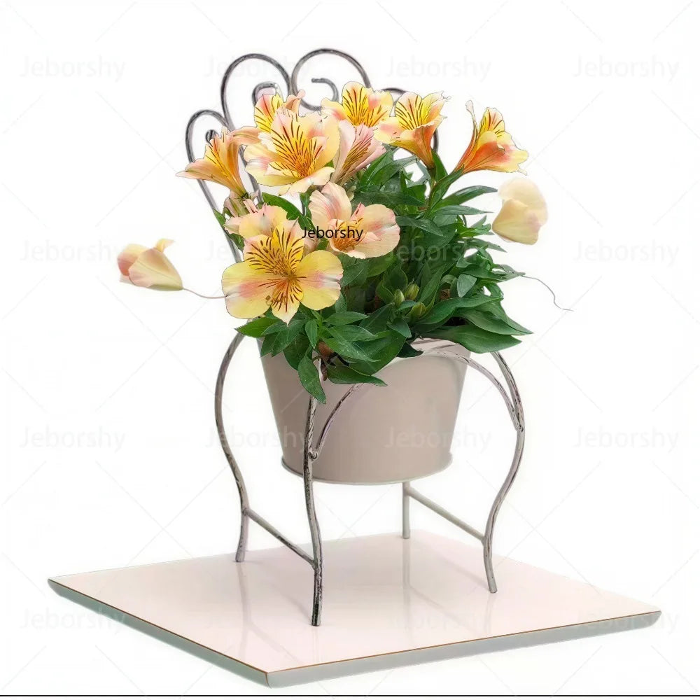 support plante chaise vintage blanche floral élégant maison jardin balcon