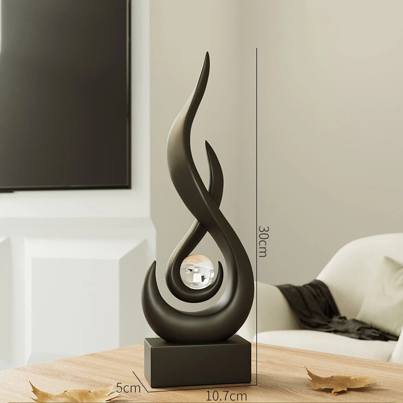 Sculpture décorative abstraite spirale sphère transparente moderne minimaliste noir blanc