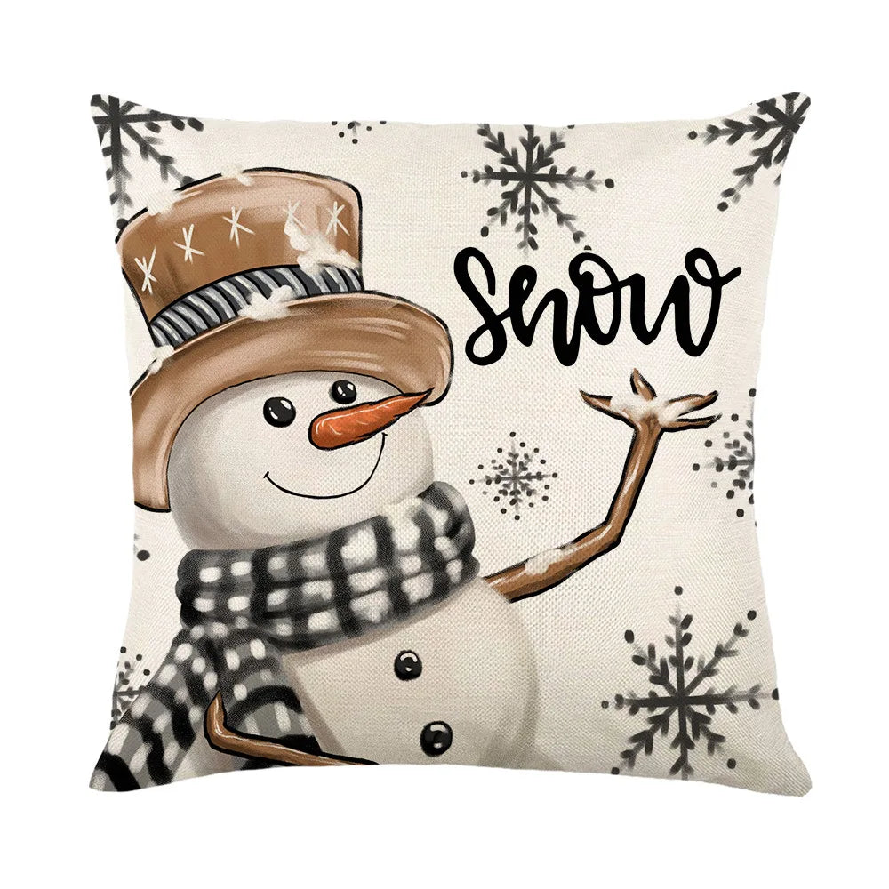 coussin carré noël arbre renne guirlande bonhomme neige décoration maison traditionnel opacité fixe