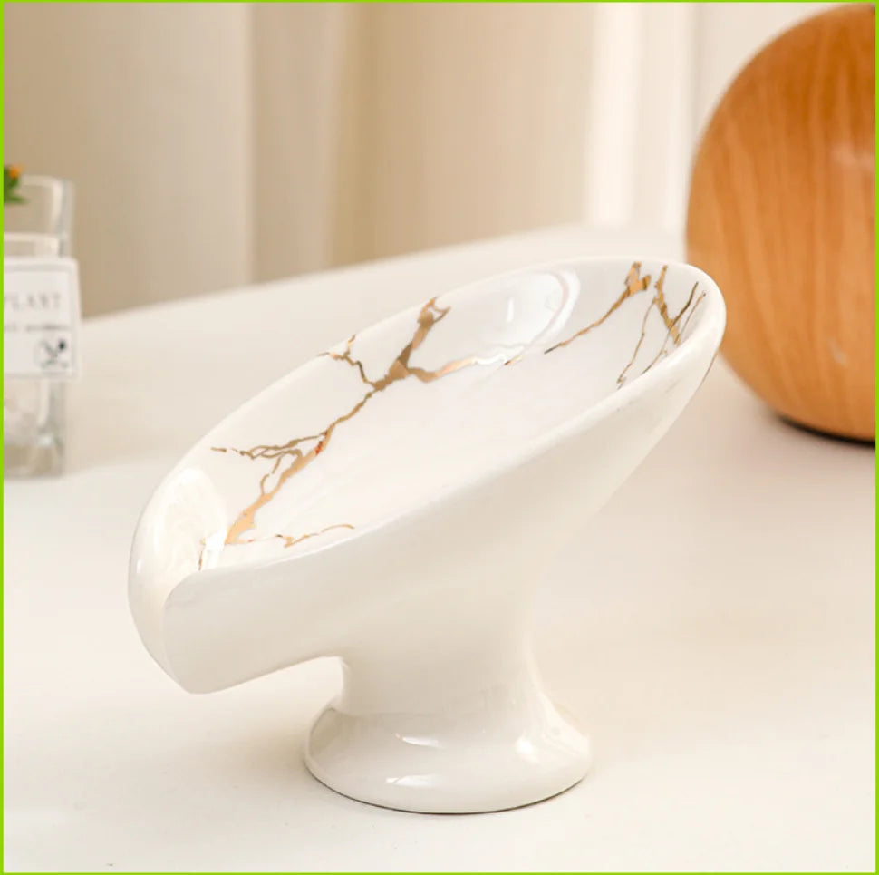 porte savon céramique marbreux moderne blanc vert noir salle bain
