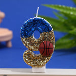 bougies anniversaire forme chiffres bleu paillette doré rouge basket blanc paillettes motifs sportifs clips