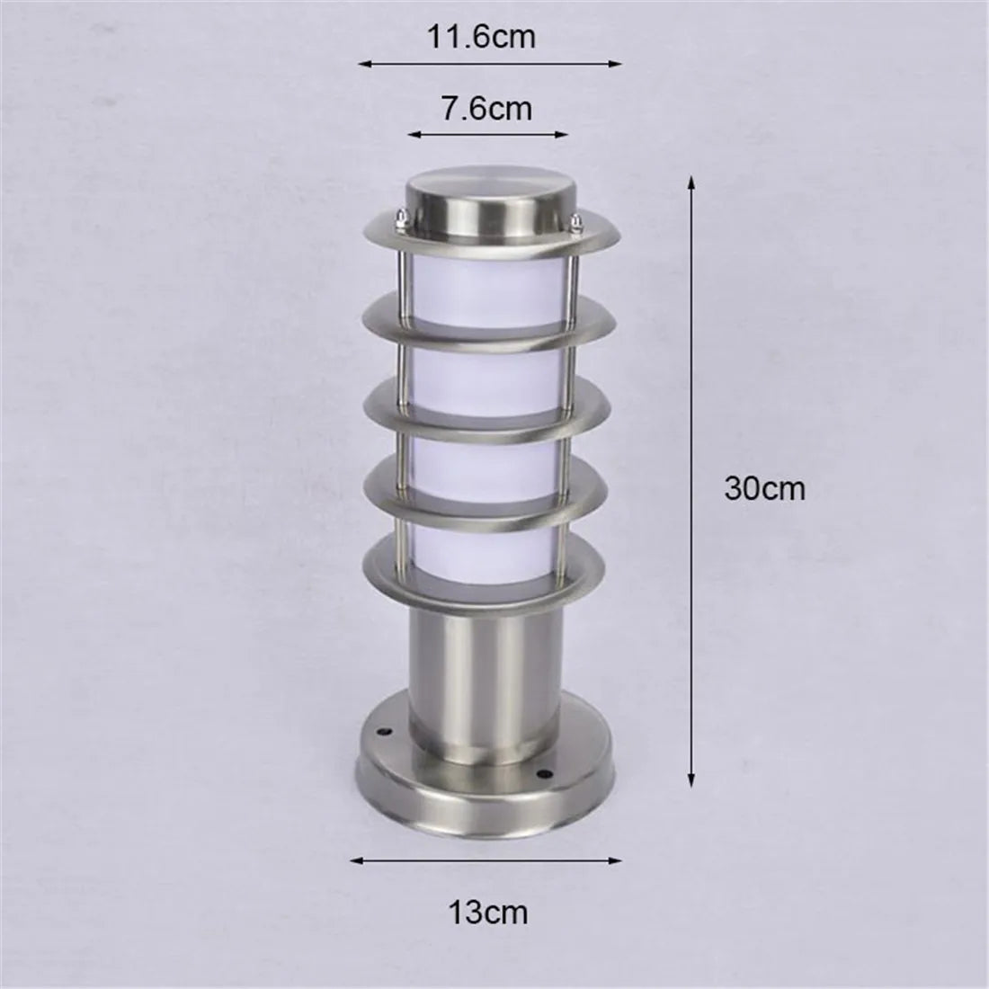 lampe solaire argentée moderne 13cm 76cm 30cm acier poli led e27 fixée concentrique